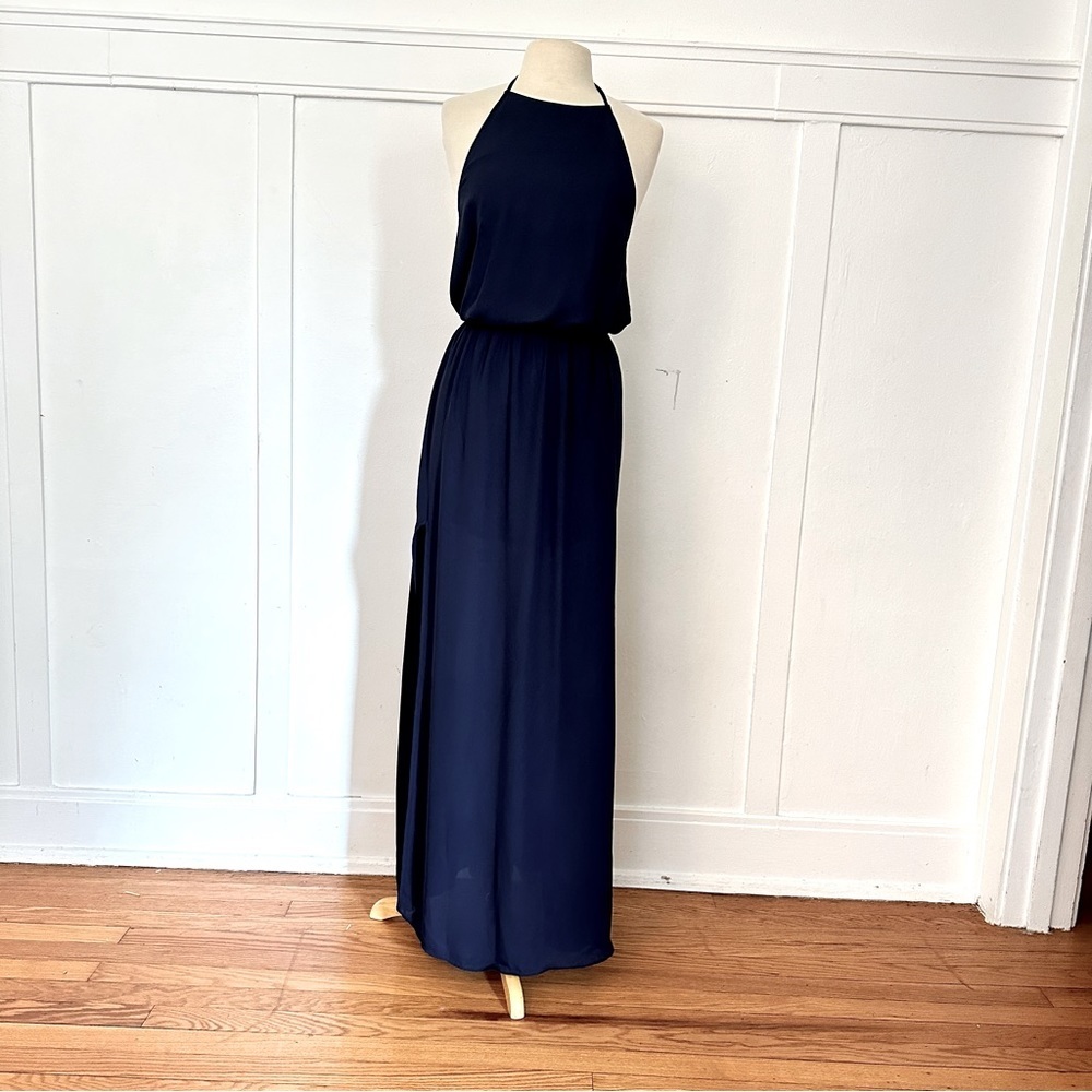 Show me your MuMu Heather Halter Dres in Navy sz M - Picture 5 of 6